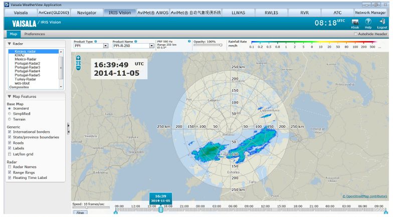 Example of graphical display of the integrated system.