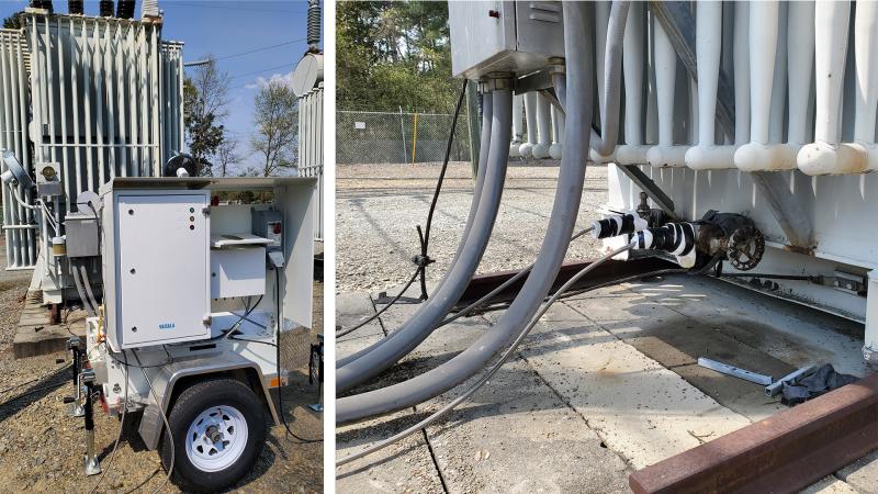 Vaisala OPT100 (Mobile) und Duke Energy-Transformator