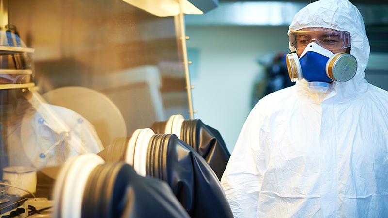 scientist, clean room, incubator, glove box