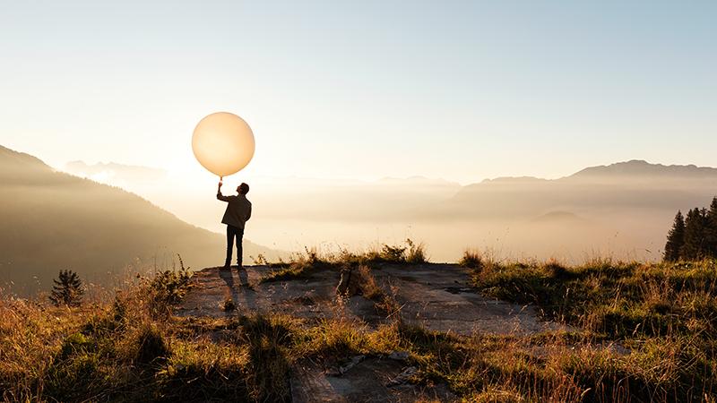 Man sending radiosonde from a hill