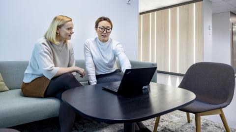 Two people having a meeting