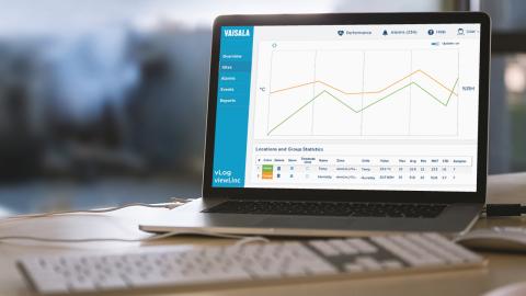 Laptop with graphs on screen