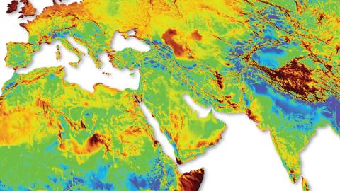 Wind map of Middle East - used for illustration purposes