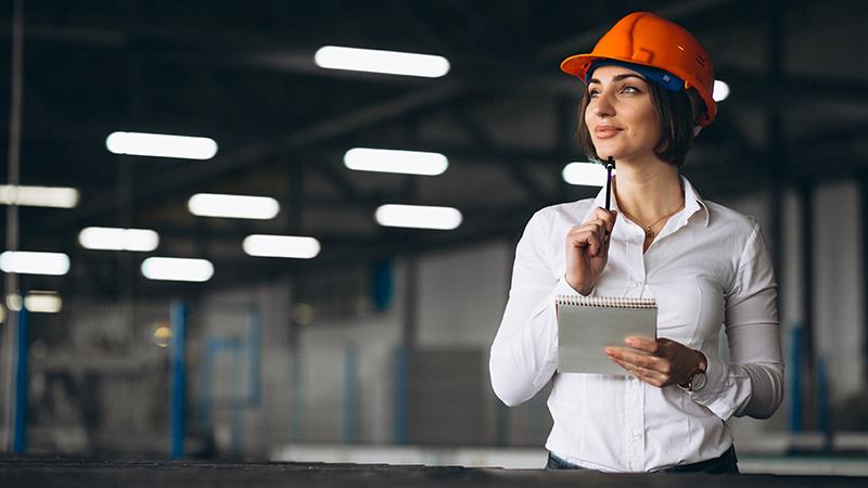 Woman at construction site