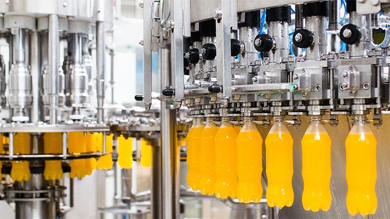Bottles in beverage processing line