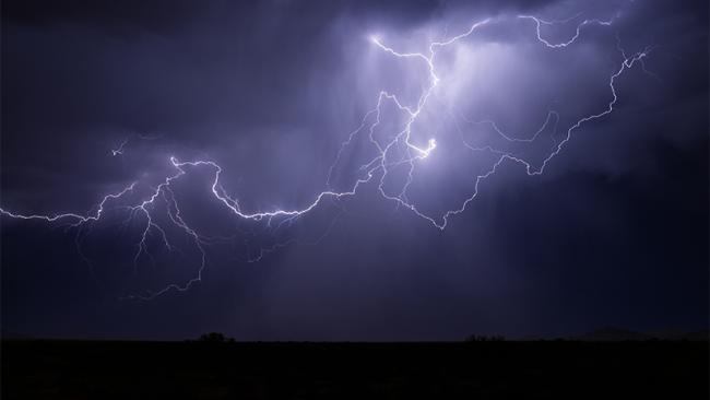 Lightning over the night sky