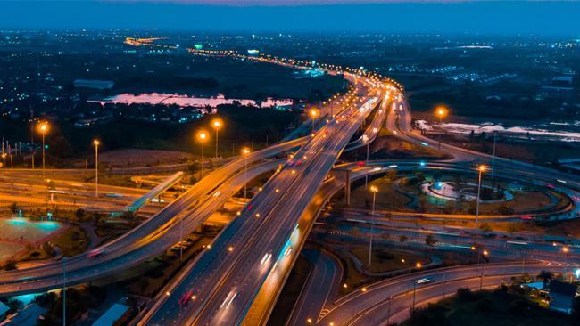 Road lights at night