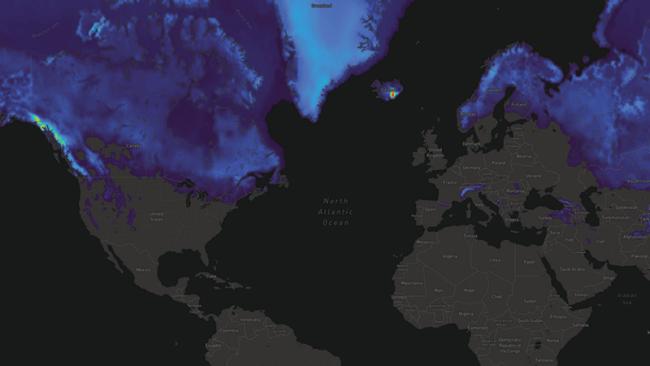 World map with weather data visualization