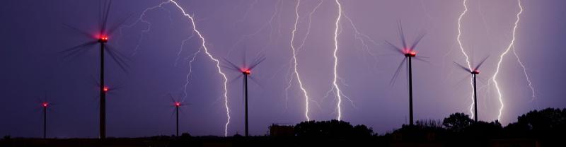 Lightning amidst windmills