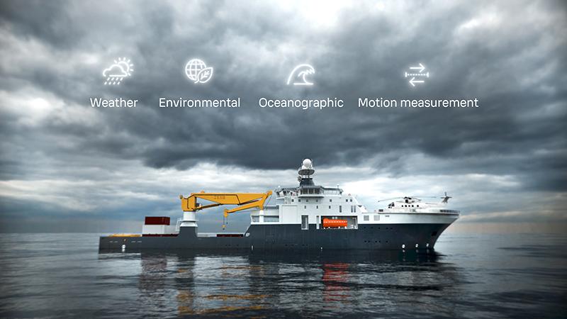 Vaisala AWS830 installed on ship at sea