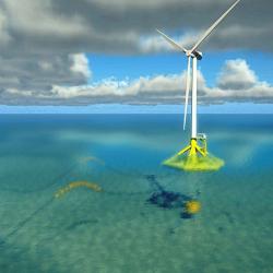 Floating turbine at sea