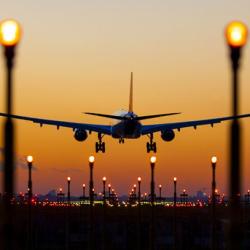 Airplane Landing at Night